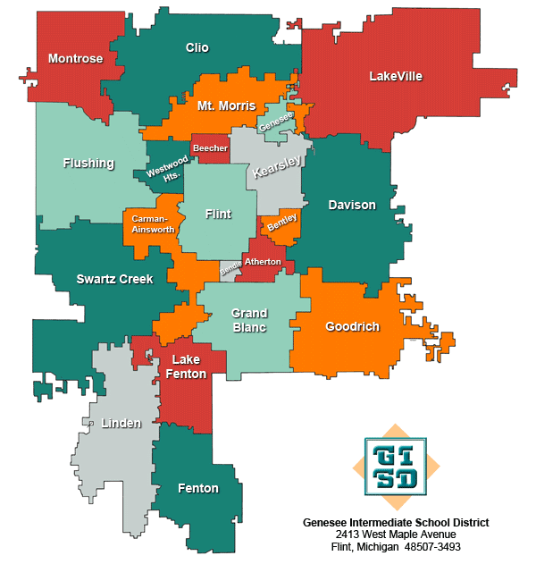 Genesee County School District Map Genesee County Public School Districts Genesee Intermediate School